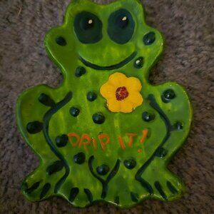 Ceramic Frog Spoon Holder Used
